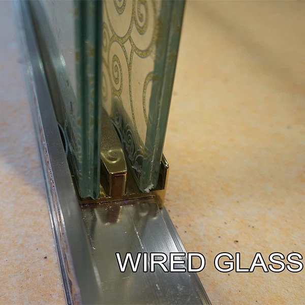 sliding shower door wired glass