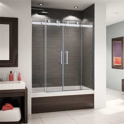 4 Panels Tempered Glass Dual Sliding Door