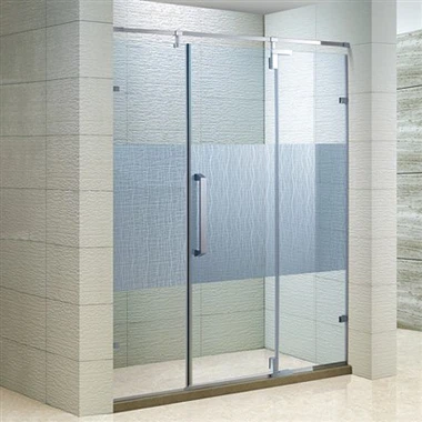 Frameless Pattern Decoration Shower Glass Door
