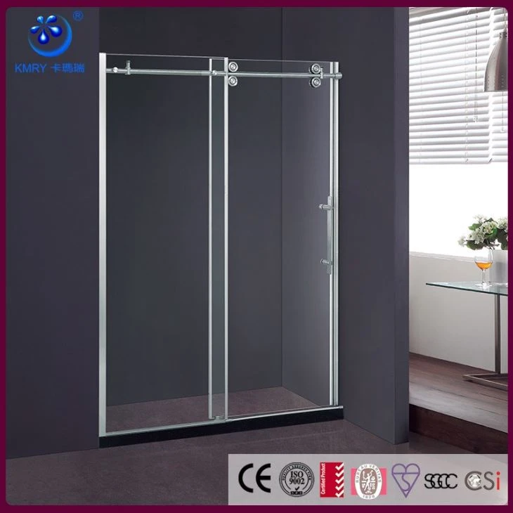 Brushed Nickel Frameless Sliding Shower Door
