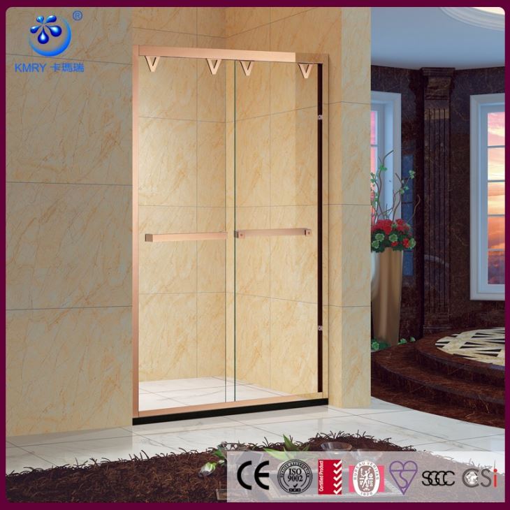 Framed Bypass Sliding Commerical Shower Screen, 56-60 in. Width, Custom Glass, Brass Finish(KD5222）