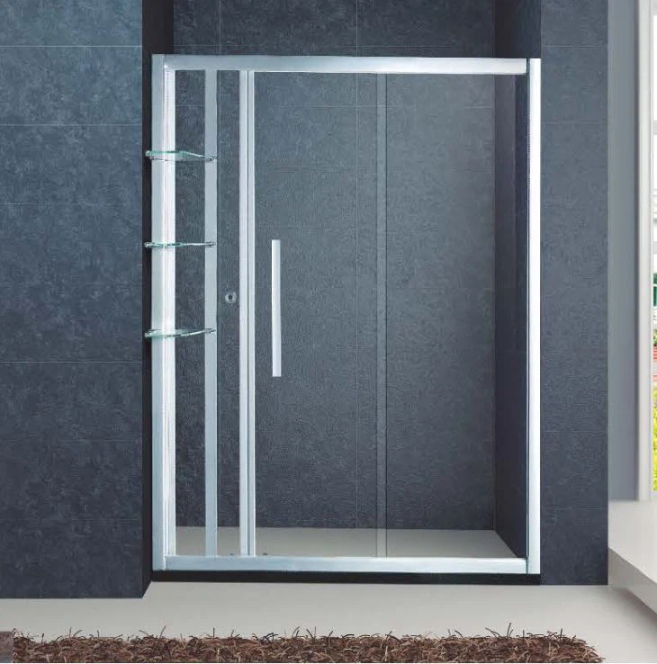 Inline Framed Sliding Bath Shower Door with Glass Shelves,Complete Shower Screens,Custom 60X 72 Inch (KD6201)