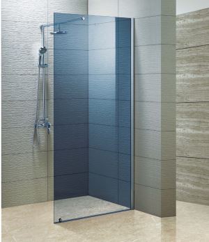 Frameless Walk in Shower Enclosure with Shower Set, Blue Glass,33" X76", Chrome Finish( KD8006A)
