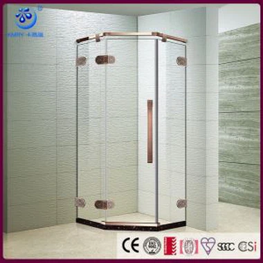 Frameless Neo-Angle Walk in Shower Enclosure with Stainless Steel Hardware (Shower Base Included) (KK3327)