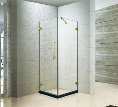 Frameless Square Hinged Tempered Glass Shower Enclosure , Brass Hardware, 36X 36 inch (KK3310)