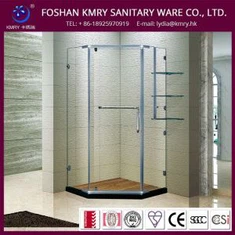 Frameless Diamond Corner Shower Bath Screen, with Pivot Door and Glass Shelf, Simple Shower Room (KK3037)