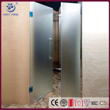 Frameless Alcove Pivot Shower Door with U-Channel, Frosted Glass,Bright Chrome Finish(KD3003-E)