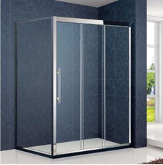 Framed Corner 3 Sliding Bi Fold Away Glass Shower Door,Stainless Steel Frame,Chrome Finish (KT4201)
