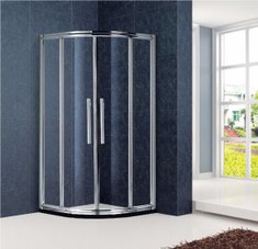Framed Quadrant Sliding Aluminium Shower Screen Enclosure with 1/4 in. Clear Glass and Stainless Steel Handle (KT6169)
