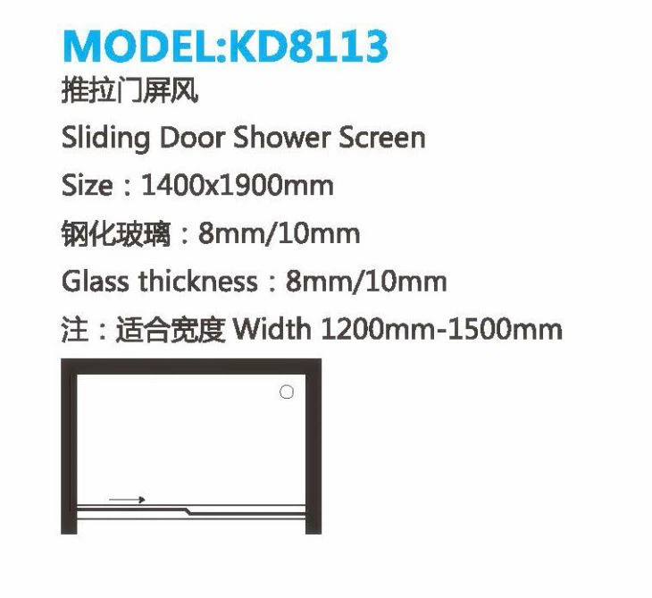 2 Panles Sliding Frameless Shower Doors