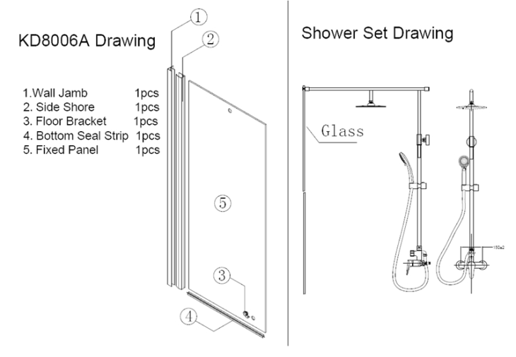 Colored Glass Frameless Walk In Shower