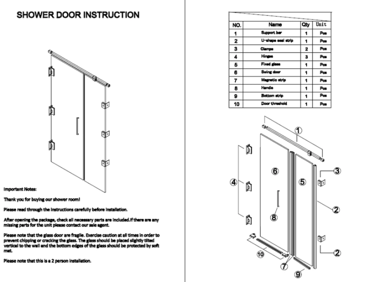 Single Shower Door Pivot Hinge