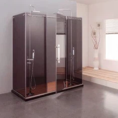 Rectangle Grey Glass Frameless Shower Cubicle