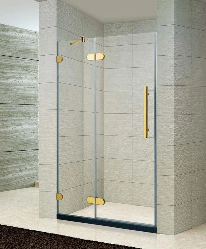 Straight Titanium Hardware Pivot Shower Enclosure