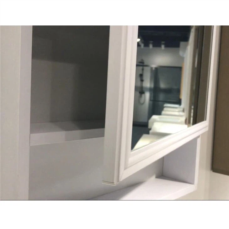white bathroom vanity with sink